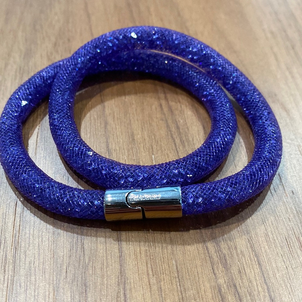 Swarowski bracelet with crystals (double wrap) in purple